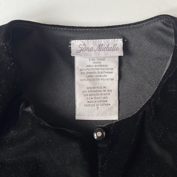 Silver and black formal dress with velvet shrug jacket (girls) - Picture 6 of 7